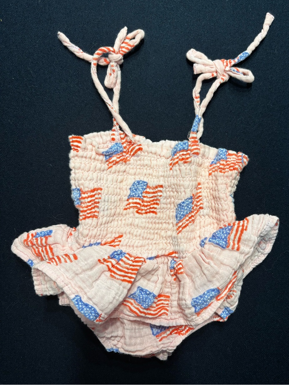 Baby Pink Ruffled bodysuit with Flag Print
